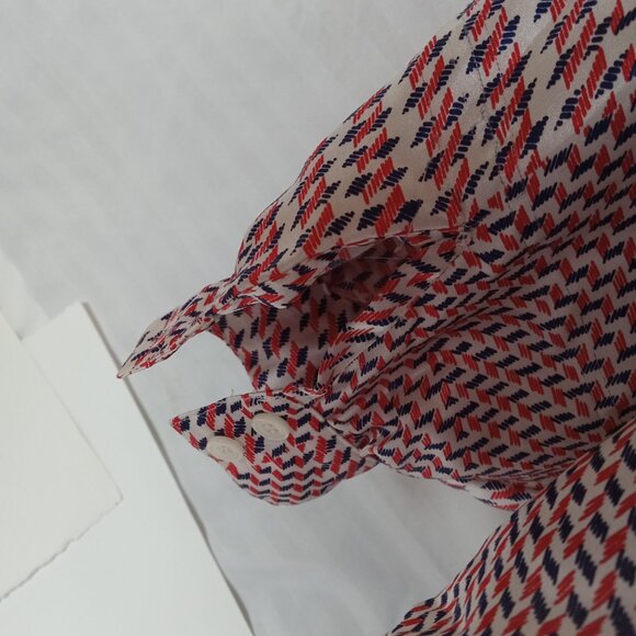 Vintage Blouse Shirt Highland Queen Made Hong Kong Tartan Red Blue Size 16 XL - Picture 13 of 14